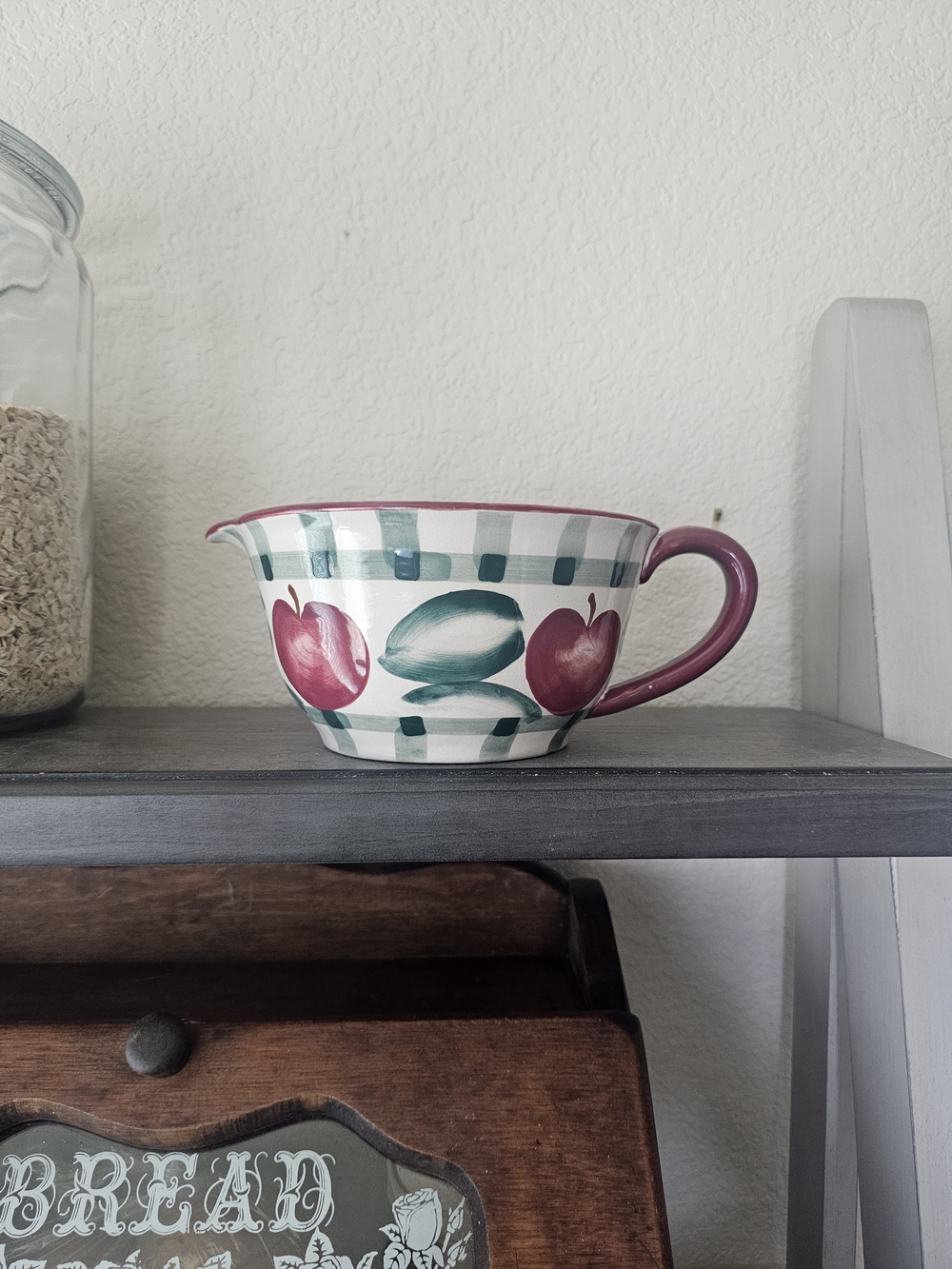 Vintage NANTUCKET Hand-Painted Fruit Pattern Mixing Bowl - Red and Green
